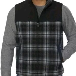 PENDLETON Wool Blend Men’s Vest Full Zip Size Medium Black Plaid